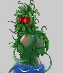 ass enon_nn plant plants_vs_zombies pussy_juice pvz red_eyes showing_pussy simple_background tangle_kelp_(pvz) thigh_grab water