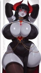 1girls 2d ai_generated big_breasts breasts busty curvaceous curvaceous_figure curvy curvy_body curvy_figure curvy_hips demon horns huge_breasts phalia quantrup solo solo_female toned toned_body