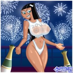 1girls breasts danny_phantom female fireworks new_year nipples nipples_visible_through_clothing party paulina_sanchez sharkzym wet_shirt white_shirt