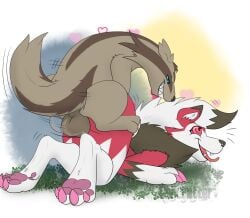 al_(alex.fetter) alex.fetter anthro anthro_on_feral anthro_penetrated balls big_balls blue_eyes brown_body brown_fur claws female female_on_feral female_penetrated feral feral_penetrating feral_penetrating_anthro finger_claws from_behind_position fur generation_3_pokemon generation_5_pokemon generation_7_pokemon genitals hi_res hybrid linoone lycanroc male male/female male_penetrating male_penetrating_female mounting nintendo pawpads penetration pokemon pokemon_(species) red_body red_eyes red_fur scarlet_mauve sex toe_claws tongue white_body white_fur zoophilia zoroark