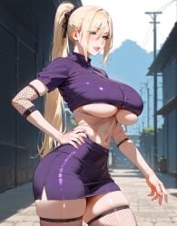 1girls ai_generated blonde_female blonde_hair blue_eyes colored_eyes huge_breasts ino_yamanaka lewdwaifulaifu looking_at_viewer naruto thick_thighs underboob