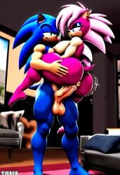 ai_generated ass blue_body blue_fur breasts female incest magenta_fur male male/female pink_hair sex sonia_the_hedgehog sonic_(series) sonic_the_hedgehog sonic_the_hedgehog_(series) sonic_underground straight veiny_penis