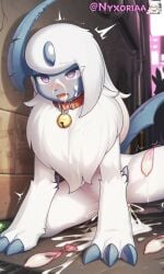 absol ai_generated artist_name bitch blowjob blush claws collar cum cum_in_mouth cum_in_pussy cum_inside cum_on_face female feral fur furry glory_hole halley horns humiliation nyxoria pokémon_(species) pokemon pokemon_(species) pokephilia slave vagina white_fur white_hair