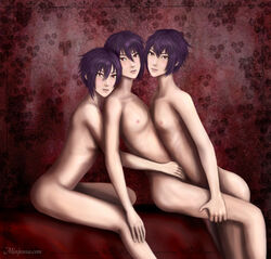 3boys brothers cantebury incest kuroshitsuji male multiple_boys nipples nude purple_hair red_eyes thompson_(kuroshitsuji) timber triplets yaoi