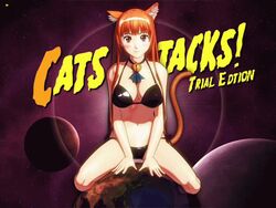 3d animal_ear animal_ears animated bikini blush bounce bouncing_breasts breasts cat_planet_cuties cats_attacks! cleavage collar eris_(cat_planet_cuties) female long_hair lowres orange_hair seismic smile swimsuit tail