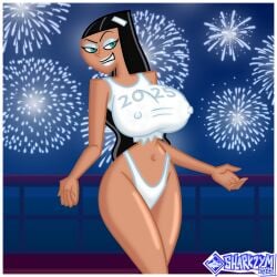 1girls breasts danny_phantom female fireworks new_year party paulina_sanchez sharkzym white_shirt