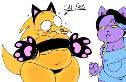 alphys cat_ears cat_girl catgirl catty_(undertale) chubby_female furry gordibuena two_girls undertale undertale_(series)