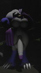 3d big_breasts female futanari giantess glowing_eyes hisuian_zoroark huge_cock imminent_sex looking_at_viewer looking_down lusterblaze pokemon solo yellow_eyes zoroark