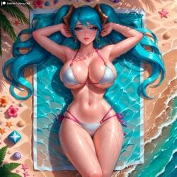 1female 1girls ai_generated ass beach belly_button big_ass big_breasts bikini bikini_bottom bikini_top blue_eyes blue_hair blush blushing_at_viewer boob breast breasts child_bearing_hips curvy curvy_female curvy_figure day dynamic_pose earrings feet female floatie floating flustered from_side gradient_hair hair_ornament hanging_breasts huge huge_ass innie_belly_button league_of_legends light-skinned_female long_hair looking_at_viewer micro_bikini naked navel nipples outdoors pale-skinned_female presenting_breasts pussy riot_games sand sea seaside shiny_skin side_view sideboob sky soles solo solo_female solo_focus sona_buvelle stable_diffusion stblfantasy sweat sweatdrop sweating sweaty sweaty_body swimwear thick thick_thighs thighs toes toned toned_body toned_female turquoise_hair twintails vagina very_long_hair voluptuous voluptuous_female water watermark