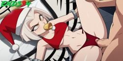 2025 ai_generated angel angel_wings angry arms_up blowjob christmas ends34 female female_focus hazbin_hotel heroine_in_trouble lute_(hazbin_hotel) lying lying_on_back medium_breasts rape sex short_hair silver_hair white_hair yellow_eyes