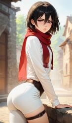 ai_generated ass mikasa_ackerman perfect_body scarf shingeki_no_kyojin teenage_girl