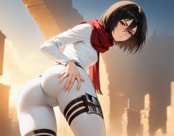 ai_generated ass ass_focus ass_grab mikasa_ackerman perfect_body scarf shingeki_no_kyojin teenage_girl