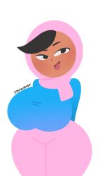 1girls bangs big_ass big_breasts black_eyes black_hair blush dark_skinned_female duolingo fully_clothed hijab large_breasts pants postblue98 smug suggestive_pose sweater wide_hips zari_(duolingo)