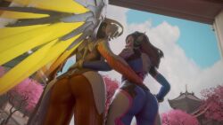 2girls 3d anaru animated big_ass bubble_butt clothed clothed_female clothing d.va facing_away_from_viewer facing_each_other female_only giggle giggling laugh laughing mercy no_watermark outdoors outside overwatch shorter_than_30_seconds shorter_than_one_minute skin_tight skin_tight_clothes skin_tight_outfit skin_tight_suit skintight skintight_bodysuit skintight_clothes skintight_clothing sound tagme twerking video video_game video_game_character video_game_franchise video_games watermark_removed