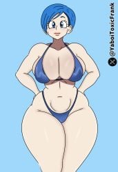 blue_hair bulma_(dragon_ball) bulma_briefs dragon_ball dragon_ball_super huge_breasts looking_at_viewer mature_female milf selfie smiling smiling_at_viewer thick_ass thick_thighs tight_bikini tight_clothing voluptuous voluptuous_female wide_hips yaboitoxicfrank
