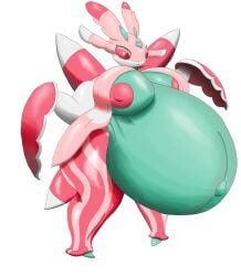 1girls anthro belly_button chubby curvy cute huge_breasts hyper lurantis pokemon pregnant thick