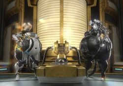 bbw big_ass big_belly big_breasts breasts bubble_butt chubby cleavage female huge_ass huge_breasts inflation mag_(warframe) nyx_(warframe) overweight qzk_forte tagme thick_thighs warframe weight_gain wide_hips