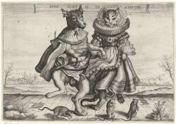 absurd_res adriaen_matham anthro balls canid canine canis dancing domestic_cat domestic_dog duo dutch felid feline felis female feral fur genitals hi_res male mammal murid murine rat rodent tail woodcut