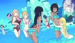 6+girls 9girls aiz_wallenstein alicia_forestlight amazon anakitty_autumn animal_ears ass bikini black_hair blonde_hair cat_tail catgirl dark-skinned_female dark-skinned_females dungeon_ni_deai_wo_motomeru_no_wa_machigatteiru_darou_ka elf elf_female girls_only glasses goddess golden_hair hugging human_female kemonomimi lefiya_viridis light-skinned_female line_arshe loki_(danmachi) long_hair multiple_girls novel_illustration open_mouth orange_hair riveria_ljos_alf shocked_expression swimsuit tiona_hiryute tione_hiryute