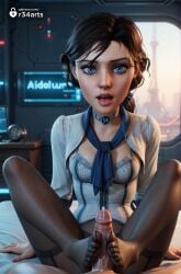 1boy 1boy1girl 1girls ai_generated artist_name bioshock bioshock_infinite blue_eyes bra breasts brown_hair choker clothed_female_nude_male collar corset cum cum_on_body digital_clock elizabeth_comstock erection feet footjob garter_straps heart hi_res indoors knees_apart_feet_together lingerie long_hair looking_at_viewer medium_breasts mole mole_under_eye no_shoes nose open_clothes open_mouth penis pov r34arts sitting small_breasts soles solo_focus spread_legs straight thighhighs toes tongue twitter_logo two-footed_footjob uncensored underwear watermark