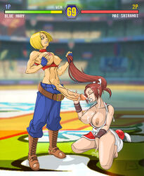 1futa 1girls areolae athletic balls bare_shoulders battle belt blackmagog blonde_hair blue_mary boots bottomless_skirt bracelet breast_grab breasts breasts_out brown_hair cleavage closed_eyes cum cum_drip cum_in_mouth cum_on_body cum_on_breasts cum_on_face cum_on_upper_body cumshot curvy defeated ejaculation erect_nipples erect_penis erection facial female female_penetrated fingering futa_on_female futanari futanari_penetrating gloves hair hair_grab half-closed_eyes handjob hud huge_breasts huge_cock human hyper hyper_penis intersex king_of_fighters kneeling long_hair mai_shiranui masturbation midriff muscle muscular_futanari navel nipples no_bra no_panties open_mouth penis penis_out ponytail punishment_game red_hair short_hair skirt skirt_lift snk text thick_thighs tied_hair toes toned tongue tongue_out wide_hips