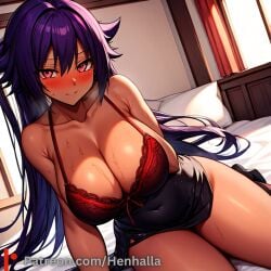 1girls ai_generated big_breasts breasts dress henhalla solo solo_female young younger_female