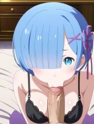 ai_generated anime_screencap anime_style blowjob blue_hair oral re:zero_kara_hajimeru_isekai_seikatsu rem_(re:zero)