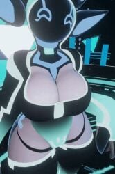 3d animated animated_gif big_ass big_breasts big_hands bouncing_breasts clothed dancing female gif happy lusterblaze no_sound pointy_ears proxy_(lusterblaze) robot robot_girl screen_face swaying_breasts swinging_breasts tail thick_thighs