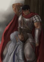 2boys akistrike armour balls berserk big_balls big_penis black_hair blush clothed_sex femboy gay griffith guts_(berserk) light-skinned_male light_skin long_hair looking_pleasured male male_only medieval_armour muscular muscular_male nature_background pale-skinned_male pale_skin penis power_bottom service_top short_hair size_difference smaller_male taller_male white_hair