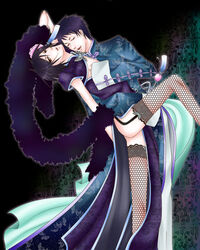 2boys ass black_hair crossdressing kuroshitsuji lau lowres male multiple_boys sebastian_michaelis thighhighs yaoi