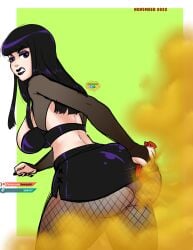 black_hair fart fart_fetish goth goth_girl hexy huge_ass purple_eyes purple_lipstick swampyart