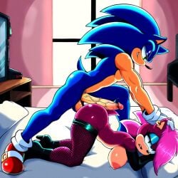 ai_generated ass blue_body blue_fur breasts female incest magenta_fur male male/female pink_hair sex sonia_the_hedgehog sonic_(series) sonic_the_hedgehog sonic_the_hedgehog_(series) sonic_underground straight veiny_penis