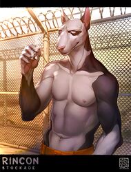 abs anthro biceps bull_terrier canine cigarette furry male_only nipples obliques pecs ribs ryker_(wildering) shirtless triceps wildering