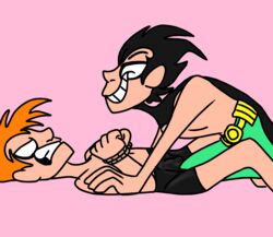 2boys batman_(series) dc dc_comics dick_grayson girl_drama_sucke male male_only robin_(dc) robin_(dick_grayson) roy_harper speedy teen_titans teen_titans_go yaoi