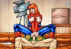 breasts breasts_out cheating cheating_girlfriend cheating_wife couch couch_sex faceless_male ginger ginger_hair insertion leandro_comics legs legs_held_open looking_at_viewer marvel marvel_comics mary_jane_watson mysterio penetration quentin_beck red_hair reverse_cowgirl_position riding sex sitting sitting_on_penis sitting_on_person spider-man_(series) spider-man_suit spread_legs spreading torn_bodysuit torn_clothes torn_clothing vaginal_insertion vaginal_penetration vaginal_sex