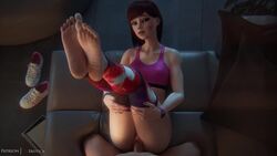 1boy 1girls 3d animated asian asian_female autodesk_maya barefoot big_penis brown_hair clitoral_hood d.va facial_markings feet female footwear_removed holding_legs interracial legs_up light-skinned_male lips looking_at_viewer male male_pov mp4 overwatch pants_down penetration pov pussy sex shoes_removed sneakers sneakers_aside sound sports_bra straight thighhighs toes top_view vaginal vaginal_penetration vgerotica video video_games