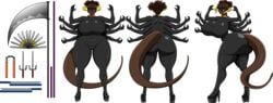 8_arms ale-mangekyo anthro april_o'neil april_o'neil_(rise_of_the_tmnt) ass big_ass big_breasts bladed bladed_fan bo_staff bodysuit breasts chokutou commission demon demon_horns demon_tail fan female fusion horns multi_arm multi_limb nunchaku pole rise_of_the_teenage_mutant_ninja_turtles sai_(weapon) sais scythe sharp_nails slit_pupils solo tail tanto teenage_mutant_ninja_turtles war_fan weapon