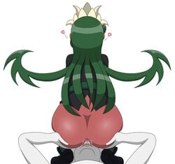 1boy 1girls anilingus ass ass_grab bottomless cf900 dark-skinned_female dark_skin faceless_male facesitting facing_away fukua_(skullgirls) green_hair kneeling long_hair rimming shamone_(skullgirls) skullgirls spoken_heart