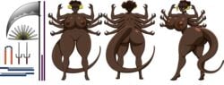 8_arms ale-mangekyo anthro april_o'neil april_o'neil_(rise_of_the_tmnt) areolae ass big_ass big_breasts bladed bladed_fan bo_staff breasts chokutou commission demon demon_horns demon_tail fan female fusion horns multi_arm multi_limb nipples nude nunchaku pole pussy rise_of_the_teenage_mutant_ninja_turtles sai_(weapon) sais scythe sharp_nails slit_pupils solo tail tanto teenage_mutant_ninja_turtles war_fan weapon