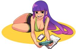 1girls areolae bangs breasts busty cleavage curvaceous curvy down_blouse eyelashes female female_focus glitch_techs hourglass_figure long_hair miko_kubota nickelodeon nipple_slip nipples no_bra orangeguy purple_hair solo tagme thick_thighs two_tone_hair voluptuous wide_hips