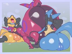 2d 2d_(artwork) 2d_artwork artist_logo artist_name artist_signature blowjob eating_ass face_in_ass facesitting fat_ass fat_ass_feral femboy femboy_only frumples gay gay_blowjob gay_male gay_sex lucario pokémon_(species) pokemon pokemon_(species) scolipede shiny_lucario shiny_pokemon threesome twink