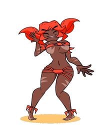 1girls animal-shaped_hair animated barefoot big_breasts black_eyes bouncing_breasts breasts crab crab_girl crab_rave dancing dark-skinned_female dark_skin fap_to_beat female female_only full_body longer_than_30_seconds meme minus8 music orange_hair original solo sound synced_to_music tagme video