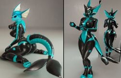 anthro clothing costume eeveelution evilbanana female genitals handles hi_res kneeling nintendo pokémon_(species) pokemon pokemon_(species) pussy rubber solo standing suit thick_tail vaporeon video_games