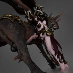 1boy 1girls 3d 3d_(artwork) bikini_armor black_hair black_lipstick blender blue_eyes caressing_penis dark_elf druchii elf elf_ears elf_female equine equine_genitalia equine_penis hairy hairy_pussy helmet holding_penis horn horned_helmet horns horse horsecock horsecock_on_humanoid larger_male loincloth morathi pegasus penis pussy scars sorceress sucre sulephet useless_clothing warhammer_(franchise) warhammer_fantasy zoophilia