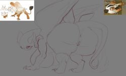 all_fours animate_inanimate ass asshole big_ass big_breasts blueruchka body_pillow_(objectified) breasts eagle female female_only feral huge_ass huge_breasts looking_back mythological_avian mythological_creature object_show object_show_community object_shows objectified_(webcomic) osc pillow pussy sketch tagme