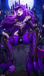 absurd_res anthro bulge butt butt_crush butt_squish elegant goetia hazbin_hotel hellaverse helluva_boss hi_res ichimoral latex looking_smug male purple_body purple_skin salexi_rabane smug smug_face solo squeezing squish teasing thigh_crush thigh_squish