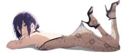 ass bchunger1 booty breasts breasts_out breasts_pressed_against_floor chainsaw_man cute cute_butt cute_face female female_focus female_only green_eyes hair_up juicy_lips lace_pantyhose_hooked_on_heel_(meme) looking_at_viewer on_belly pale-skinned_female pantyhose pantyhose_only petite petite_female purple_hair reze_(chainsaw_man) russian_female sexy sexy_body sideboob skinny_female slavic slender_body small_breasts solo solo_female solo_focus stiletto_heels
