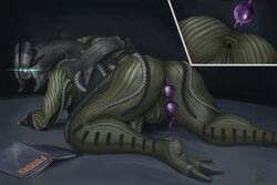 all_fours anal anal_beads anal_masturbation anal_sex anthro anus big_ass brouva geth legion_(mass_effect) looking_at_viewer lube lube_on_sex_toy machine male mass_effect penetration robot sex_toy solo yaoi