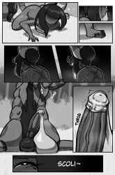 absurd_res after_sex andre_(cuchuflin) animal_humanoid arachnid arachnid_humanoid arth arthropod arthropod_humanoid ass balls big_balls big_penis black_hair bodily_fluids comic condom cuchuflin erection femboy feral filled_condom genitals hair heart_eyes heart_symbol hi_res huge_cock humanoid humanoid_on_feral interspecies male male/male monochrome nintendo nude penis pokemon pokephilia question_mark scolipede sexual_barrier_device sweat sweaty_butt sweaty_legs sweaty_thighs text zoophilia