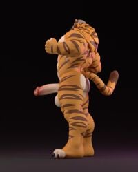 2025 3d_(artwork) 3d_animation 4_toes abs absurd_res animated anthro balls barazoku beard biceps brown_facial_hair brown_hair brown_stripes bruce_(ara_chibi) butt claws clothing covered_eyes digital_media_(artwork) erection facial_hair feet felid finger_claws fingerless_(marking) fur genitals green_clothing green_hat green_headwear hair hat hat_covering_eyes hat_only headgear headgear_only headwear headwear_only hi_res leodamodeler_(modeler) leothemodeler leothemodeler_(modeler) loop male male_only mammal mostly_nude multicolored_body multicolored_fur muscular muscular_anthro muscular_male nipples orange_body orange_fur pantherine pecs penis pubes short_playtime solo solo_male standing striped_body striped_fur stripes tail tiger toe_claws toeless_(marking) toes trucker_hat vein veiny_penis video white_body white_fur